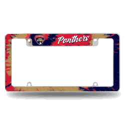 Florida Panthers Tie Dye 12" x 6" Chrome All Over Automotive License Plate Frame