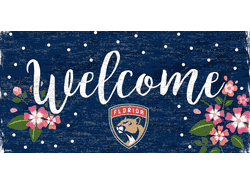 Florida Panthers Welcome Floral 6x12 Sign