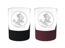 Florida State Seminoles 2pc Laser Etched Commissioner Rocks Glass Set
