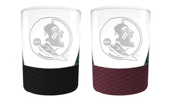 Florida State Seminoles 2pc Laser Etched Commissioner Rocks Glass Set