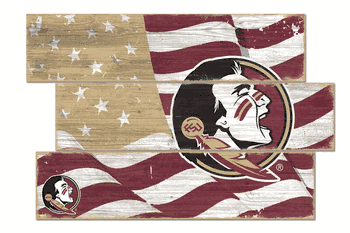 Florida State Seminoles American Flag 3 Plank