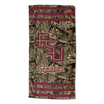 NCAA Florida State Seminoles Real Tree Stripes Beach Towel