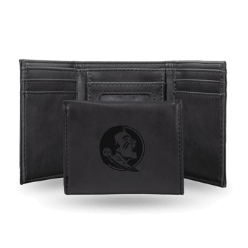 Florida State Seminoles Black Laser Engraved Faux Leather Trifold