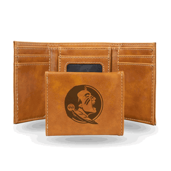 Florida State Seminoles Brown Laser Engraved Faux Leather Trifold