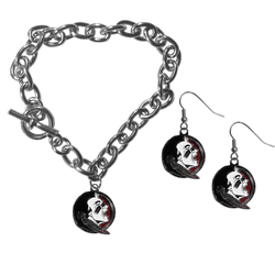 Florida State Seminoles Chain Bracelet and Dangle Earring Set