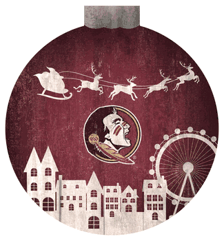 Florida State Seminoles Christmas Village 12in Wall Art