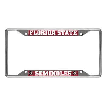 Florida State Seminoles Chrome Metal License Plate Frame, 6.25in x 12.25in