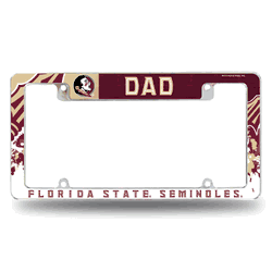 Florida State Seminoles Dad 12" x 6" Chrome All Over Automotive License Plate Frame for Car/Truck/SUV