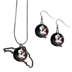 Florida State Seminoles Dangle Earrings and State Necklace Set