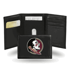 Florida State Seminoles  Embroidered Genuine Leather Tri-fold Wallet 3.25" x 4.25" - Slim