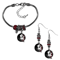 Florida State Seminoles Euro Bead Earrings and Bracelet Set