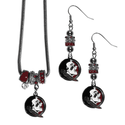Florida State Seminoles Euro Bead Earrings and Necklace Set