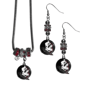 Florida State Seminoles Euro Bead Earrings and Necklace Set