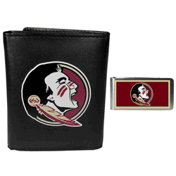 Florida State Seminoles Leather Tri-fold Wallet & Color Money Clip