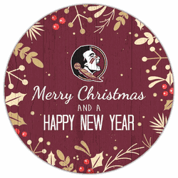 Florida State Seminoles Merry Christmas & New Year 12in Circle