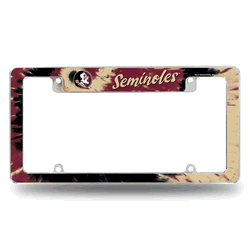 Florida State Seminoles Tie Dye 12" x 6" Chrome All Over Automotive License Plate Frame