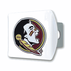 Florida State White Metal Hitch Cover with  3D Color Emblem