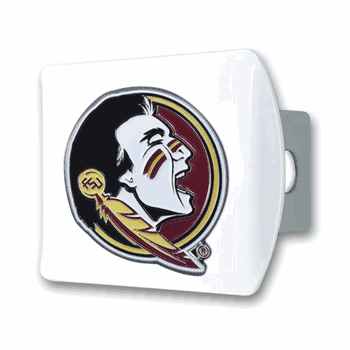 Florida State White Metal Hitch Cover with  3D Color Emblem