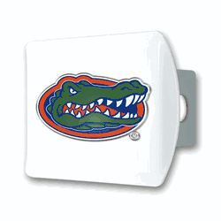 Florida White Metal Hitch Cover with  3D Color Emblem