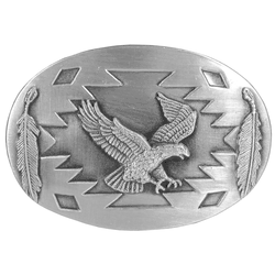 Flying Eagle with Feathers  Antiqued Belt Buckle