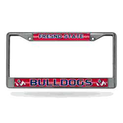 Fresno State Bulldogs Classic 12" x 6" Silver Bling Chrome Car/Truck/SUV Auto Accessory