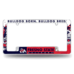 Fresno State Bulldogs Primary 12" x 6" Chrome All Over Automotive License Plate Frame for Car/Truck/SUV