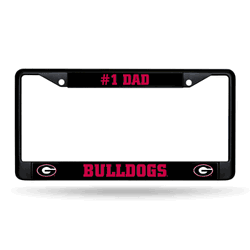 Georgia Bulldogs #1 Dad Black Chrome Frame with Decal Inserts 12" x 6" Car/Truck Auto Accessory