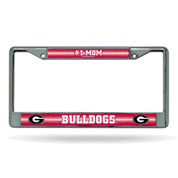 Georgia Bulldogs #1 Mom 12" x 6" Silver Bling Chrome Car/Truck/SUV Auto Accessory