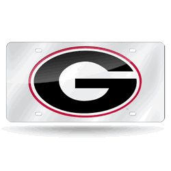 Georgia Bulldogs  12" x 6" Silver Laser Cut Tag For Car/Truck/SUV