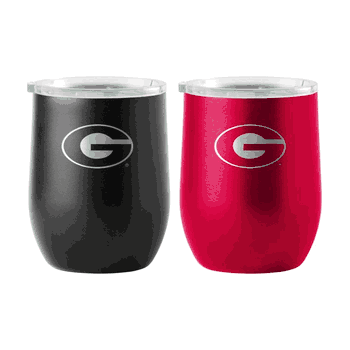 Georgia Bulldogs 16oz Yours and Mine Etch Powdercoat Curved Beverage Set