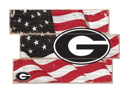 Georgia Bulldogs American Flag 3 Plank