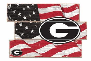 Georgia Bulldogs American Flag 3 Plank