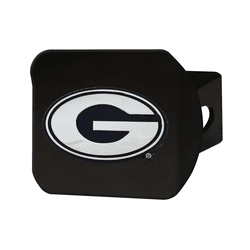 Georgia Bulldogs Black Metal Hitch Cover with Metal Chrome 3D Emblem