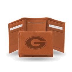 Georgia Bulldogs  Brown Embossed Genuine Leather Tri-Fold Wallet