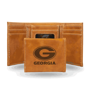 Georgia Bulldogs Brown Laser Engraved Tri-Fold Wallet