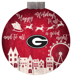 Georgia Bulldogs Christmas Village 12in Wall Art