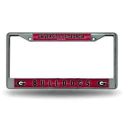 Georgia Bulldogs Classic 12" x 6" Silver Bling Chrome Car/Truck/SUV Auto Accessory