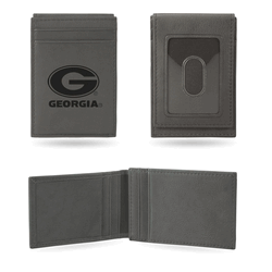 Georgia Bulldogs Gray Laser Engraved Front Pocket Wallet