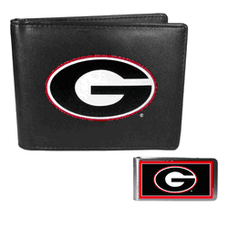 Georgia Bulldogs Leather Bi-fold Wallet & Color Money Clip