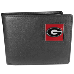 Georgia Bulldogs Leather Bi-fold Wallet Packaged in Gift Box