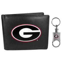 Georgia Bulldogs Leather Bi-fold Wallet & Valet Key Chain