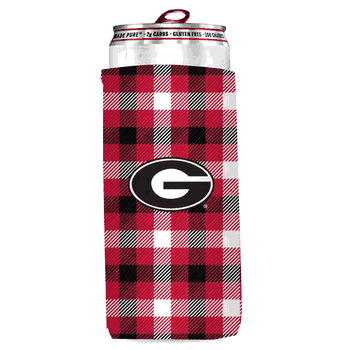Georgia Bulldogs Plaid Insulated Slim Can Sleeve