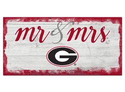 Georgia Bulldogs Script Mr & Mrs 6x12 Sign