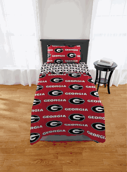 NCAA Georgia Bulldogs Twin Rotary Bed In A Bag Set