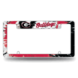 Georgia Bulldogs Tie Dye 12" x 6" Chrome All Over Automotive License Plate Frame