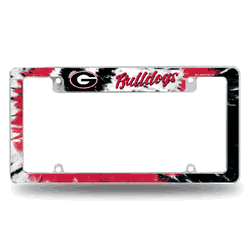 Georgia Bulldogs Tie Dye 12" x 6" Chrome All Over Automotive License Plate Frame for Car/Truck/SUV