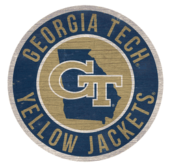Georgia Tech Yellow Jackets 12 in. Circle w/ State Sign