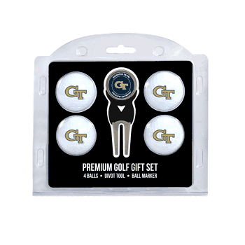 Georgia Tech Yellow Jackets 4 Ball Gift Set + Divot Tool & Marker