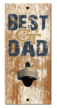 Georgia Tech Yellow Jackets Best Dad Bottle Opener Wood Sign