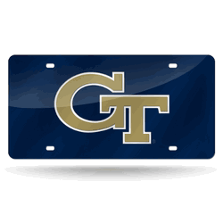 Georgia Tech Yellow Jackets Black 12" x 6" Laser Cut Tag For Car/Truck/SUV
